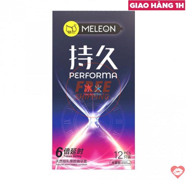  Phân phối Bao cao su Meleon Performa Ice and Fire - Kéo dài thời gian gấp 6 lần lửa băng - Hộp 12 cái  giá tốt 