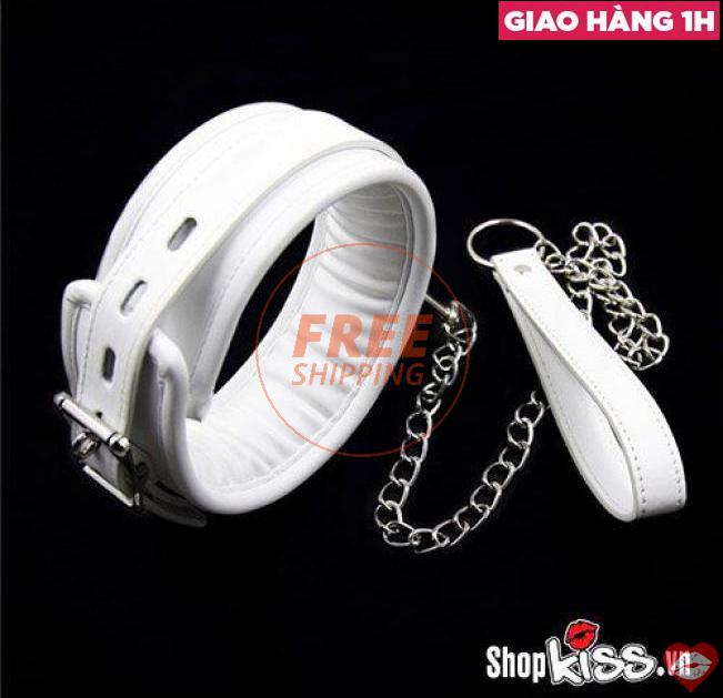  Địa chỉ bán Dụng cụ bạo dâm xích cổ da màu trắng có đệm êm  giá tốt 