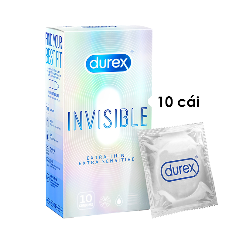 Bao cao su Durex Invisible - Siêu mỏng mềm mịn - Hộp 10 cái