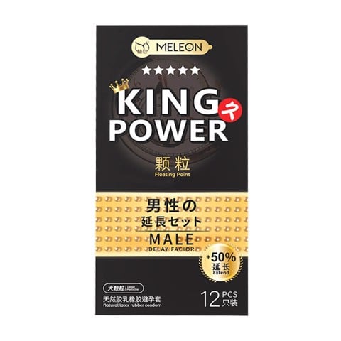 Bao cao su Meleon King Power Floating Point - Kéo dài thời gian thêm 50% hạt nổi - Hộp 12 cái