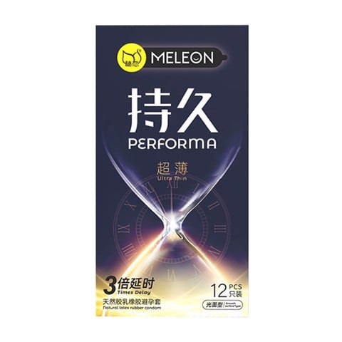 Bao cao su Meleon Performa Ultra Thin - Kéo dài thời gian gấp 3 lần siêu mỏng - Hộp 12 cái