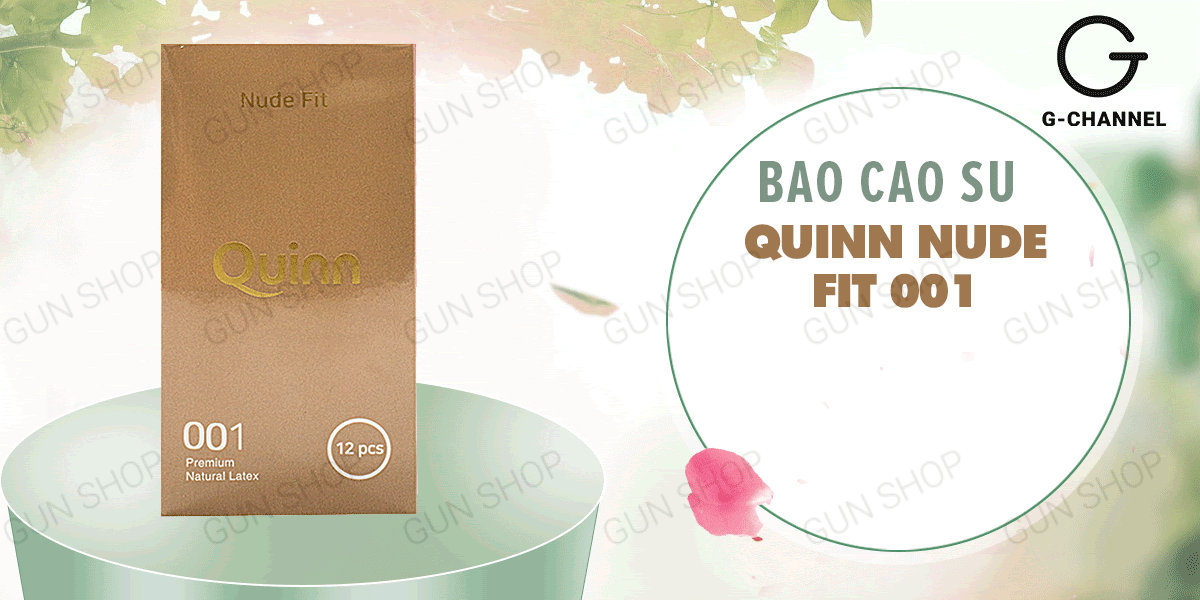 Bao cao su Quinn Nude Fit siêu mỏng chống tuột an toàn hộp 12