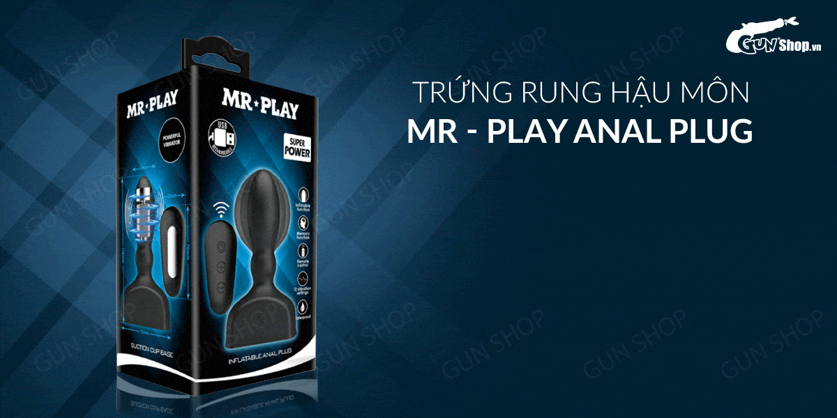 Sỉ Trứng rung hậu môn 12 chế độ rung dùng sạc - Pretty Love Mr-Play Anal Plug  hàng xách tay