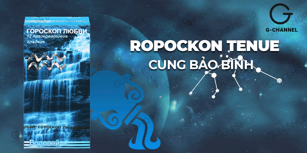 Bao cao su Ropockon Bảo Bình mỏng 0.03mm hương dâu hộp 12