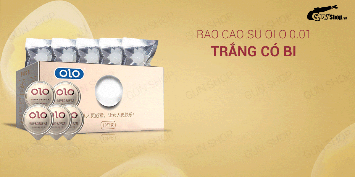 Bao cao su OLO 0.01 siêu mỏng có bi tăng kích thước 1.5cm hộp 5