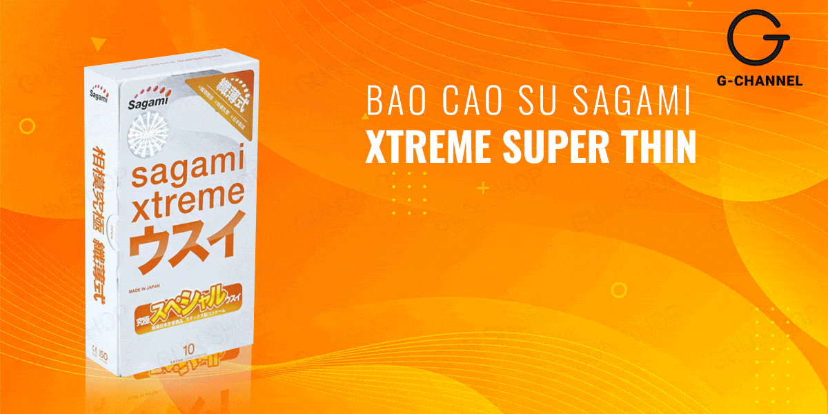 Bao cao su Sagami Xtreme siêu mỏng 0.03mm co giãn tốt hộp 10