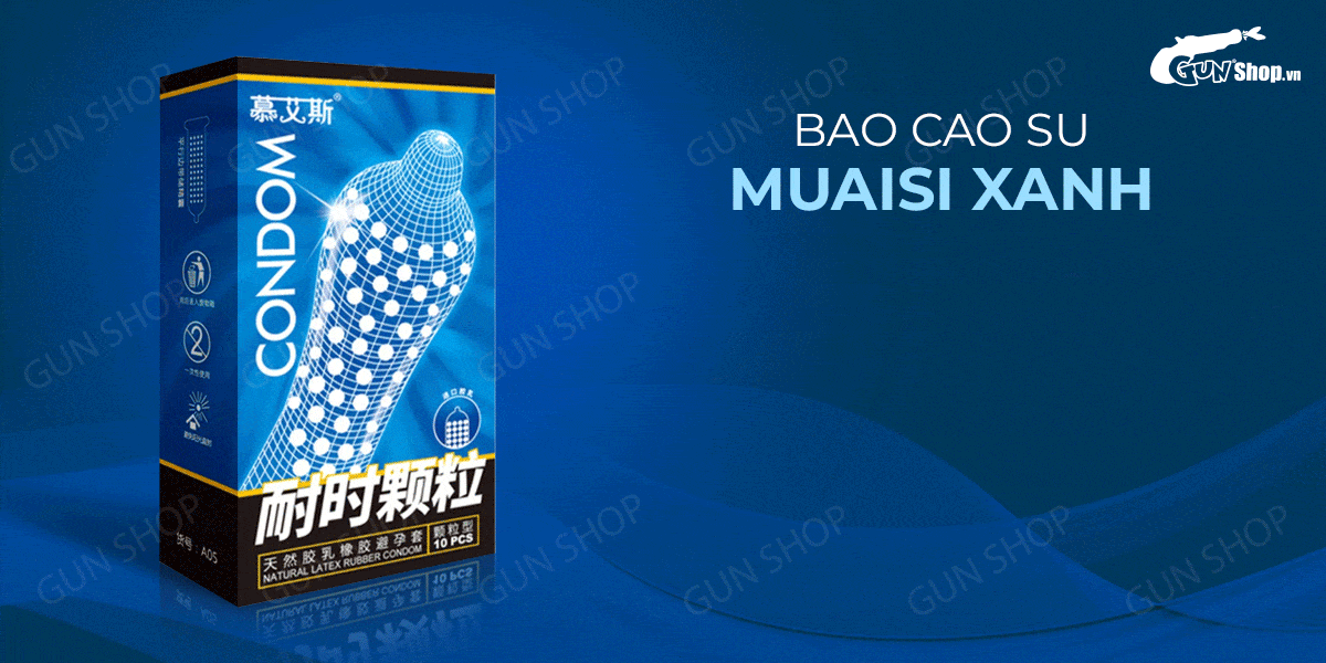Bao Cao Su Muaisi Xanh Dương Nhiều Gai Gel Kích Thích Hộp 10
