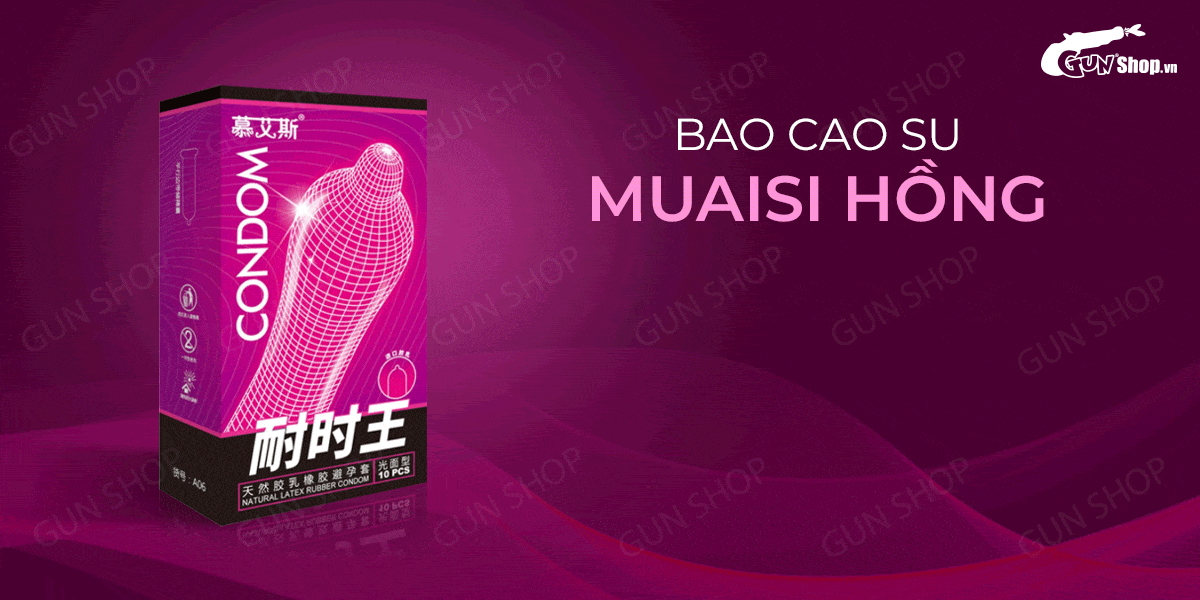 Bao cao su Muaisi Hồng Gel Siêu Mỏng Êm Ái Hộp 10 Cái
