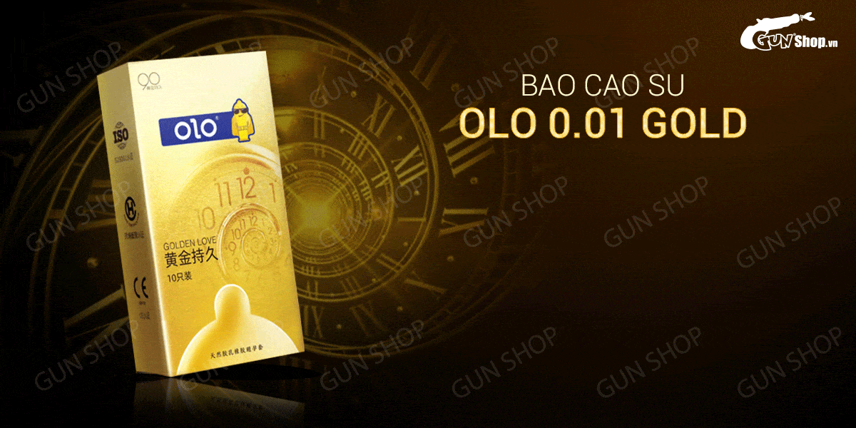 Nơi bán Bao cao su OLO 0.01 Gold - Siêu mỏng kéo dài thời gian - Hộp 10 cái  hàng xách tay