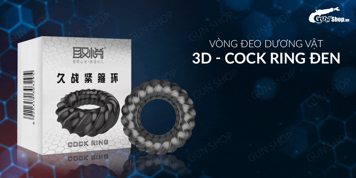 Cửa hàng bán Vòng đeo dương vật kéo dài thời gian trì hoãn xuất tinh 3D - Cock Ring Đen  tốt nhất