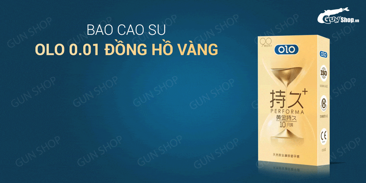 Bao cao su OLO 0.01 Đồng Hồ Vàng Hộp 10 cái Kéo dài Ngọt Ngào