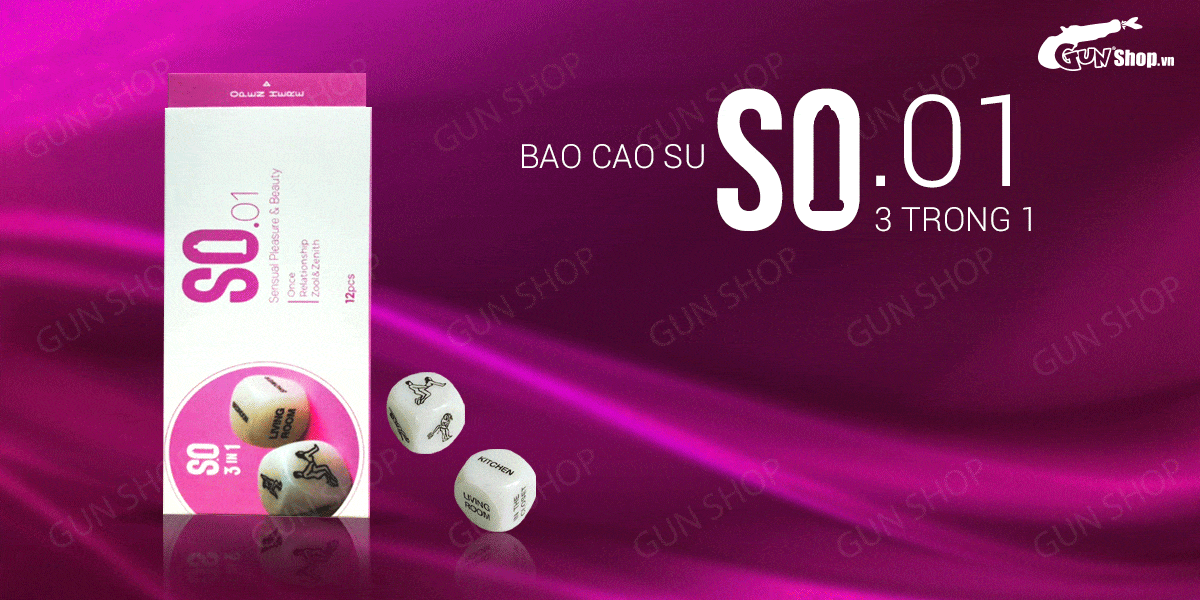 Bao cao su SO 3 in 1 siêu mỏng gân điểm nổi hộp 12 cái giá tốt