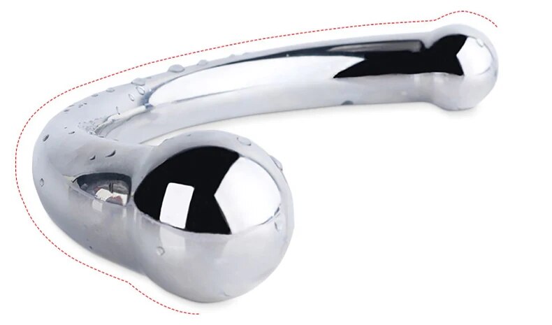 Que inox cong C massage hậu môn kích thích tuyến tiền liệt an toàn