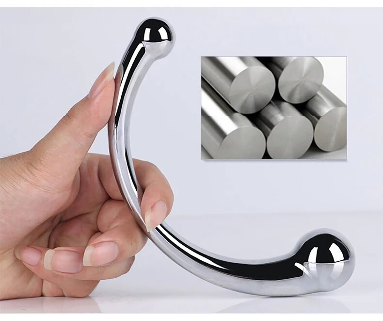 Que inox cong C massage hậu môn kích thích tuyến tiền liệt an toàn