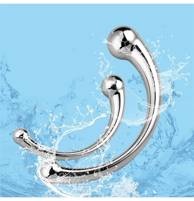Que inox cong C massage hậu môn kích thích tuyến tiền liệt an toàn
