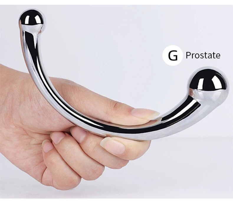 Que inox cong C massage hậu môn kích thích tuyến tiền liệt an toàn
