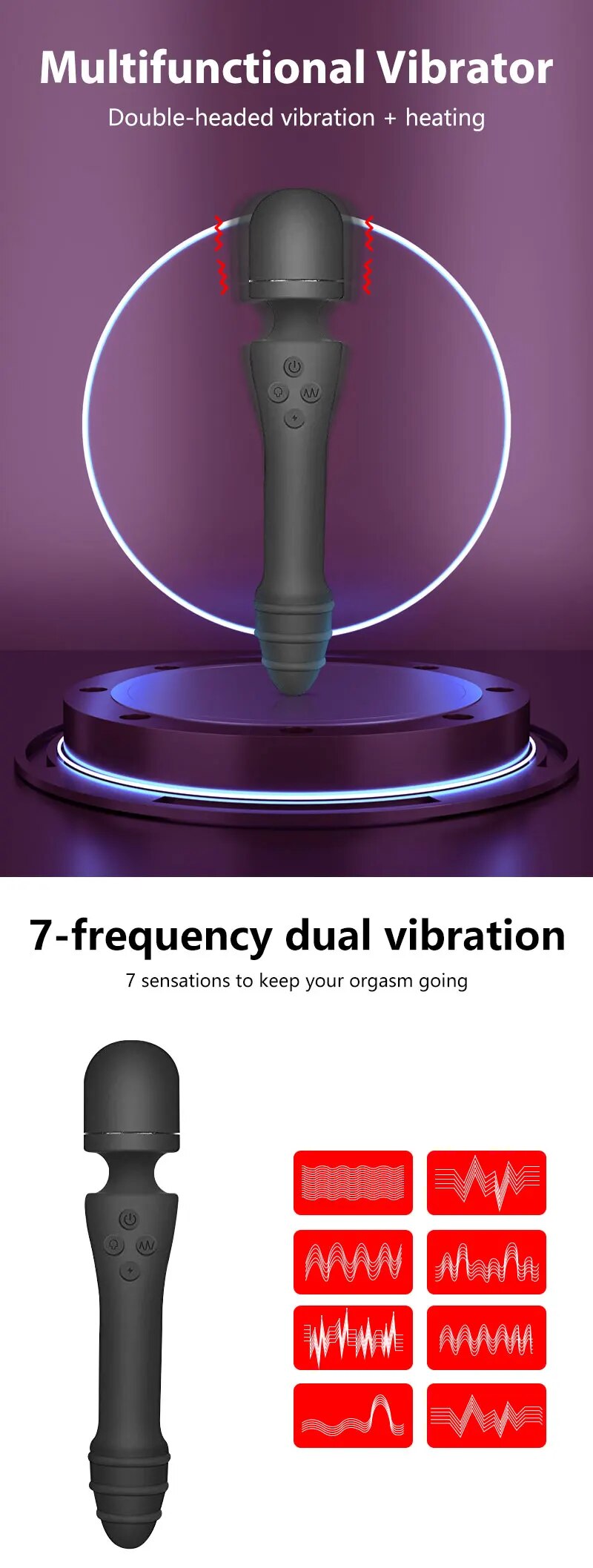 Chày rung 2 đầu AV Stick nhiệt điểm G Dildo masage cực đã