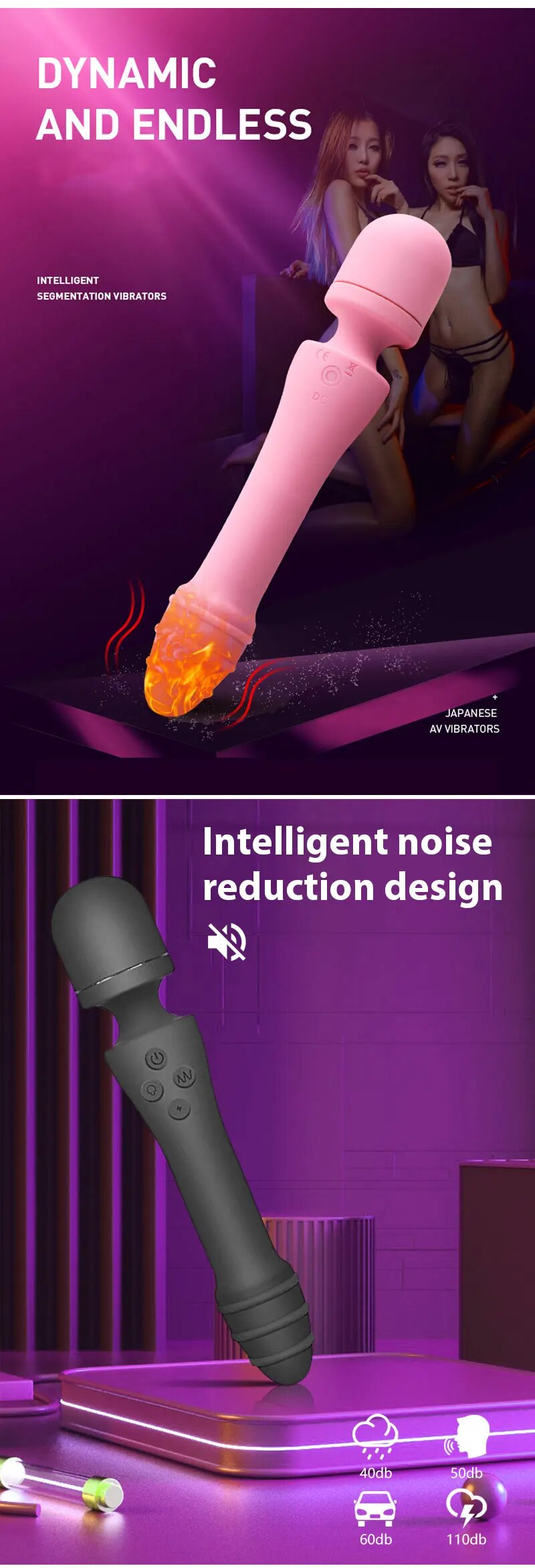 Chày rung 2 đầu AV Stick nhiệt điểm G Dildo masage cực đã