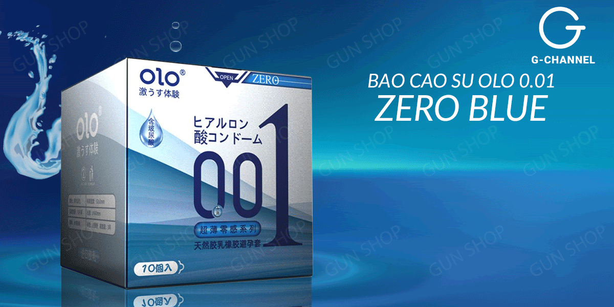 Bao cao su OLO 0.01 Zero Blue siêu mỏng nhiều gel kích thích - Hộp 10