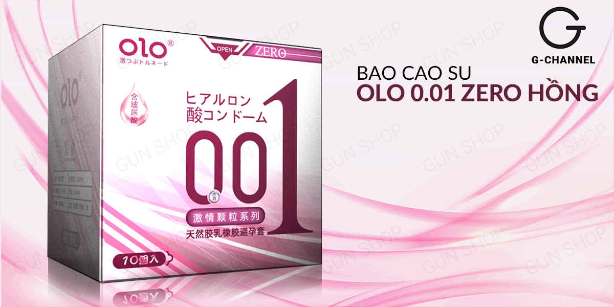Bảng giá Bao cao su OLO 0.01 Zero Hồng - Siêu mỏng có hạt nhiều gel bôi trơn - Hộp 10 cái  hàng mới về