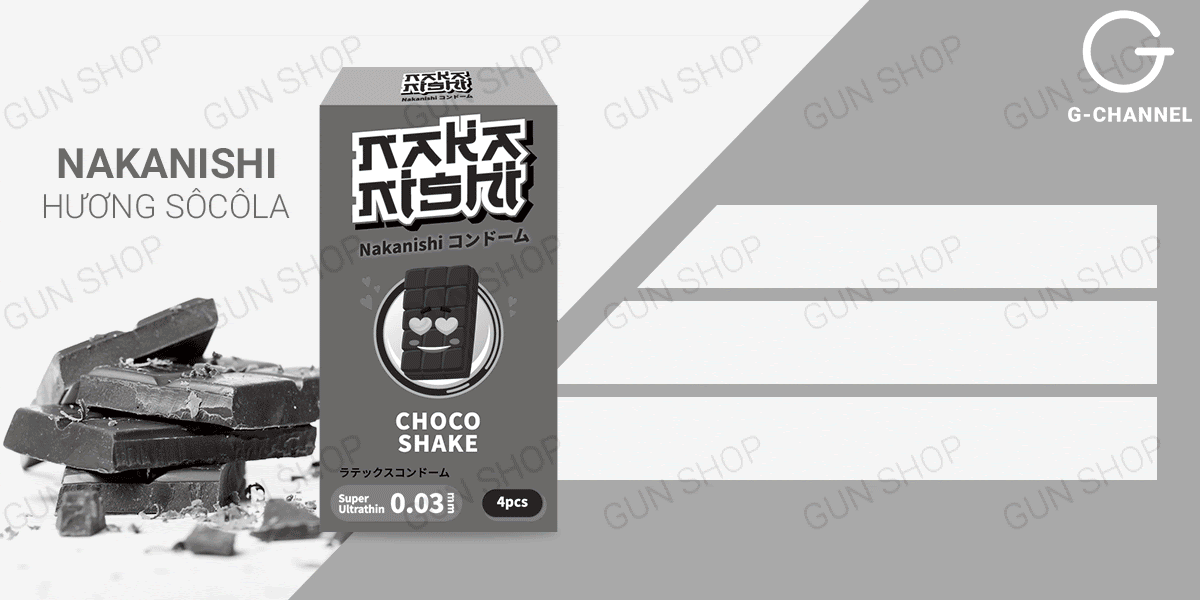 Bao cao su Nakanishi siêu mỏng 0.03mm hương socola hộp 4 cái