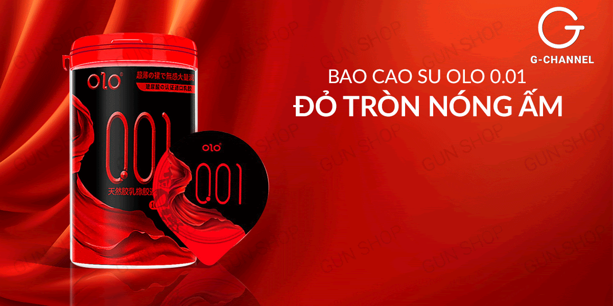 Bao cao su OLO siêu mỏng 0.01 đỏ nóng ấm hộp 10 cái, an toàn