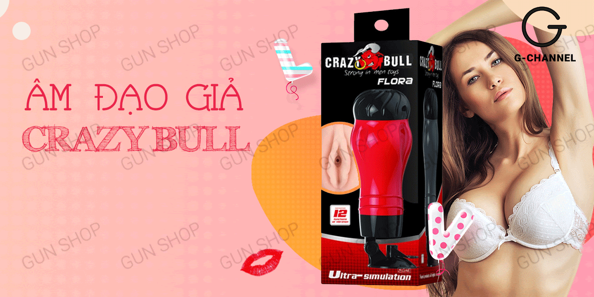 Sỉ Âm đạo giả dính tường 12 tần số rung - Crazy Bull Red Flora hàng xách tay