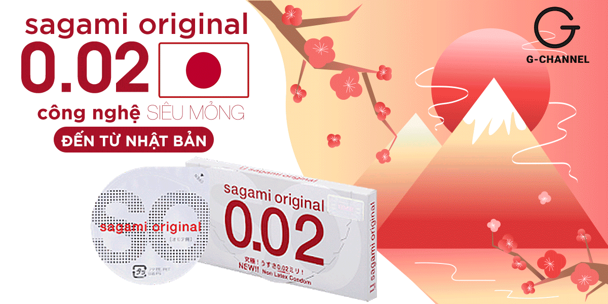 Bao cao su Sagami 002 siêu mỏng 0.02mm hộp 2 cái giá tốt