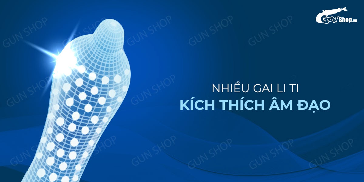 Bao Cao Su Muaisi Xanh Dương Nhiều Gai Gel Kích Thích Hộp 10