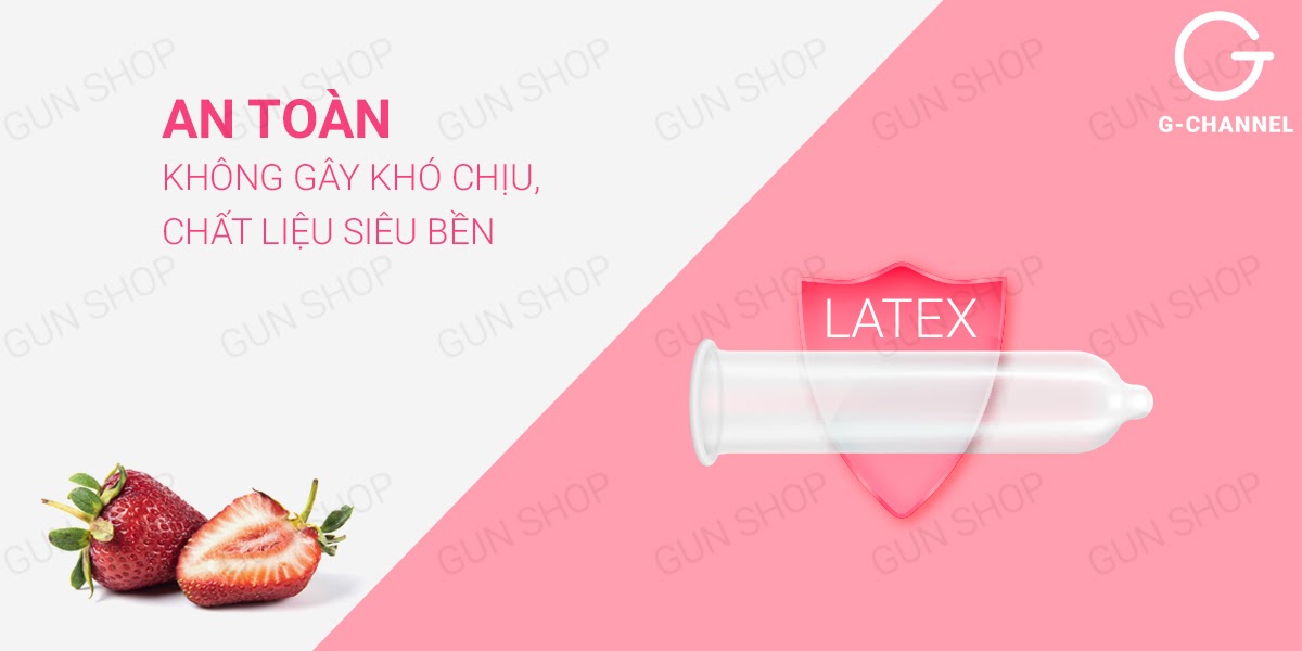 Bao cao su Nakanishi 0.03mm siêu mỏng hương dâu - Hộp 4 cái