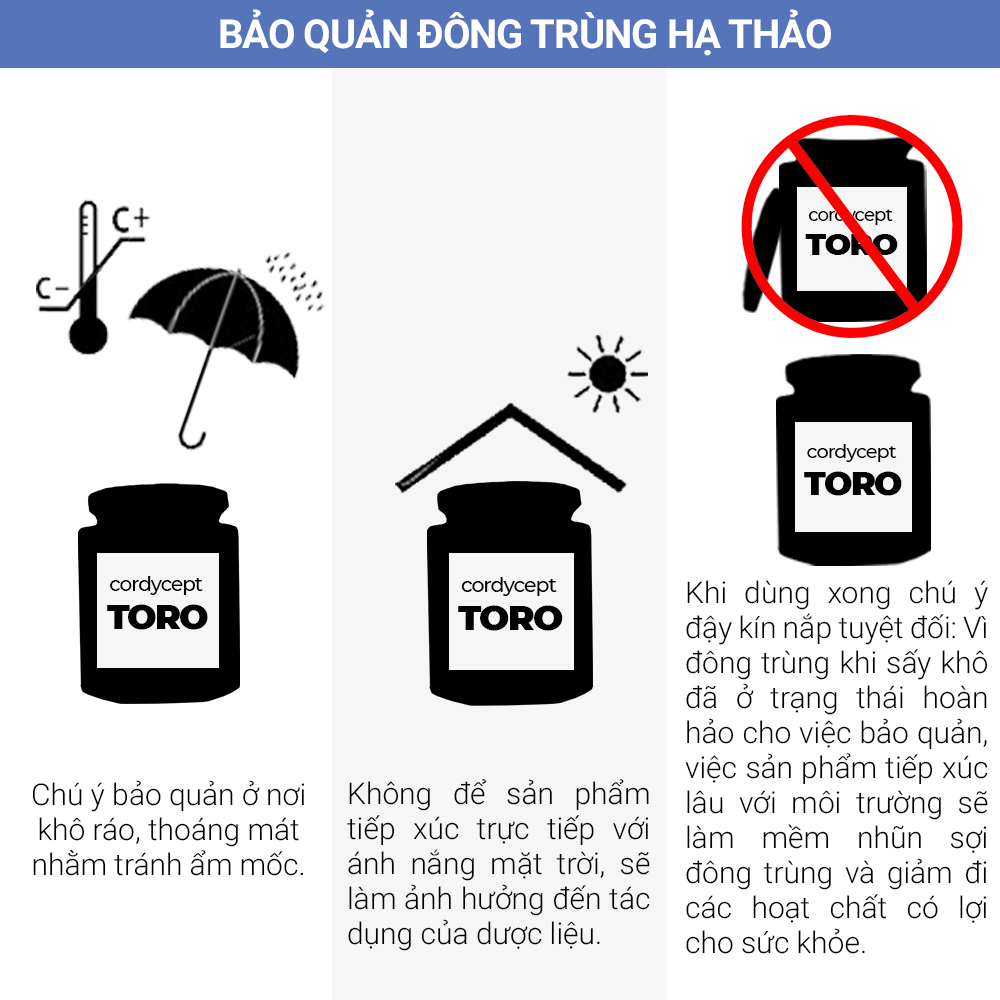 Đông trùng hạ thảo Toro 10g sấy thăng hoa tăng cường sinh lý chuẩn