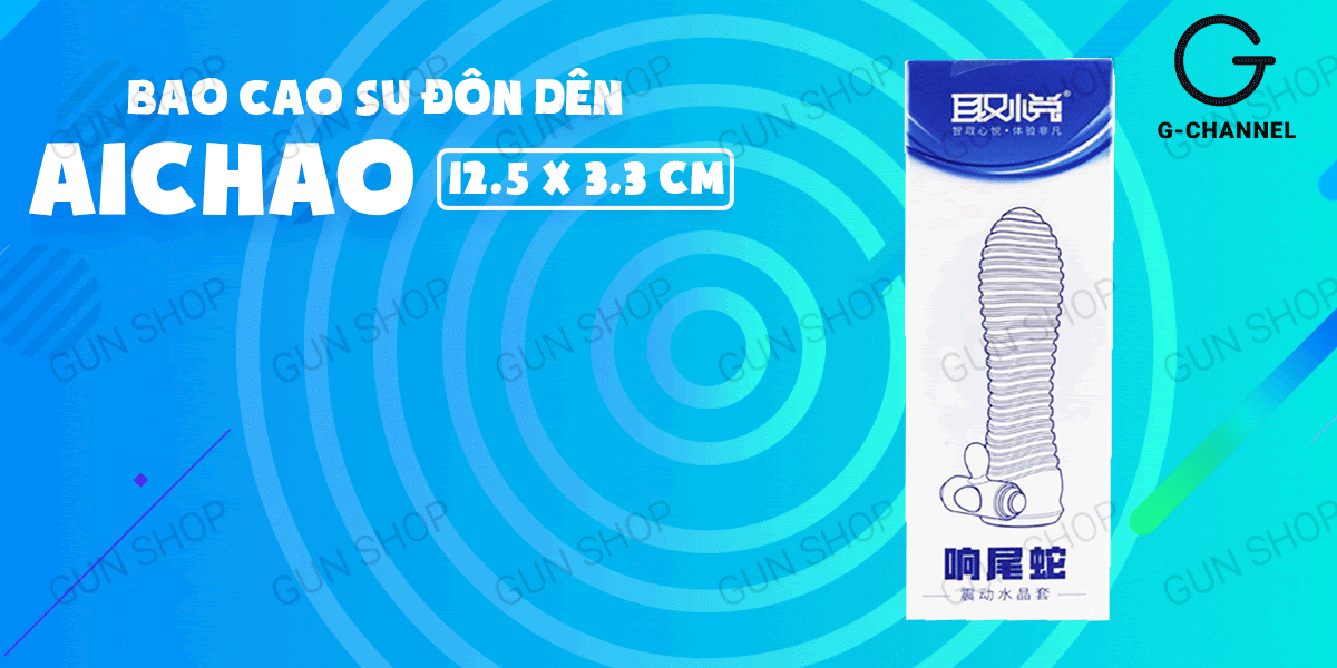 Bao cao su đôn dên rung tăng kích thước, an toàn hiệu quả Aichao Xanh