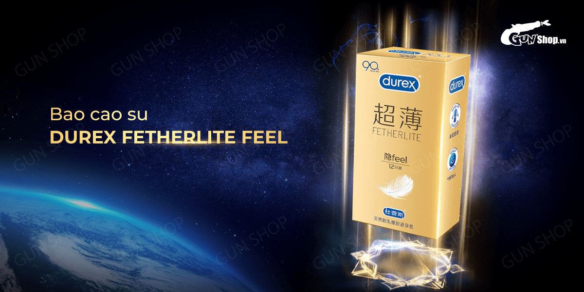 Bao cao su Durex siêu mỏng Fetherlite Feel gel bôi trơn hộp 12