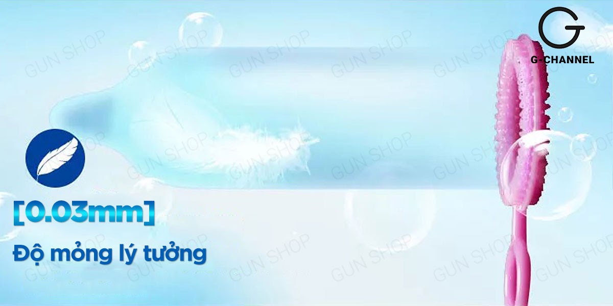 Bao cao su Gun siêu mỏng 0.03mm an toàn thoải mái hộp 10 cái