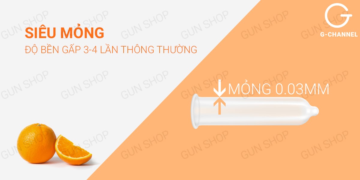 Bao cao su Nakanishi 0.03mm siêu mỏng hương cam - Hộp 4 cái