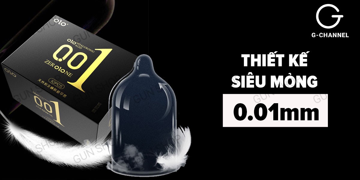 Bao Cao Su OLO 0.01 Đen Siêu Mỏng Vani Kích Thích - Hộp 10