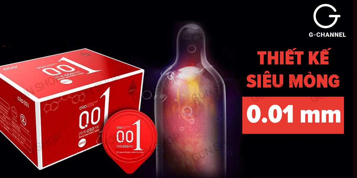 Shop bán Bao cao su OLO 0.01 Đỏ - Siêu mỏng nóng ấm - Hộp 10 cái  cao cấp