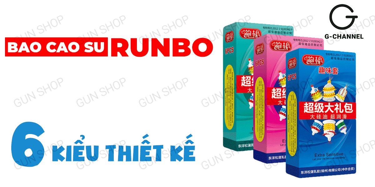 Bao cao su Runbo gân gai lớn hộp 6 cái bảo vệ an toàn