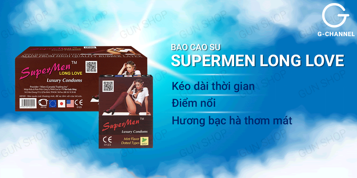Bao cao su Supermen Long Love hộp 120 cái chất lượng kéo dài