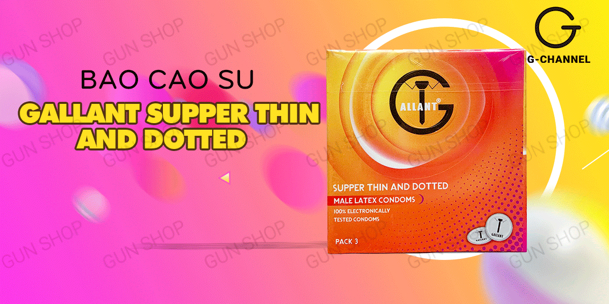 Bán Bộ 2 hộp bao cao su Gallant Supper Thin And Dotted - Siêu mỏng điểm nổi - Hộp 3 cái  nhập khẩu