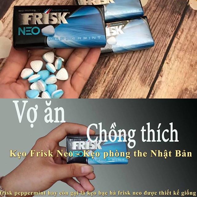 Phân phối Frisk Neo Peppermint kẹo ngậm BJ bạc hà kẹo phòng the Nhật Bản kẹo tình yêu hộp 50 viên giá rẻ