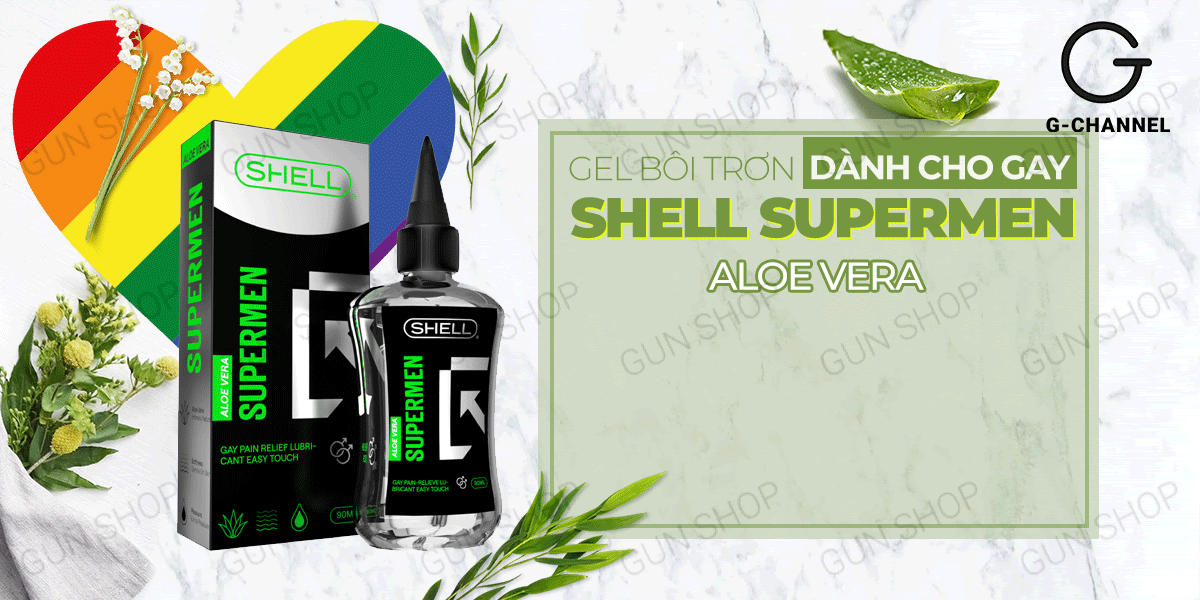 Bán Gel bôi trơn hậu môn tinh chất lô hội - Shell Supermen Aloe Vera - Chai 90ml  chính hãng