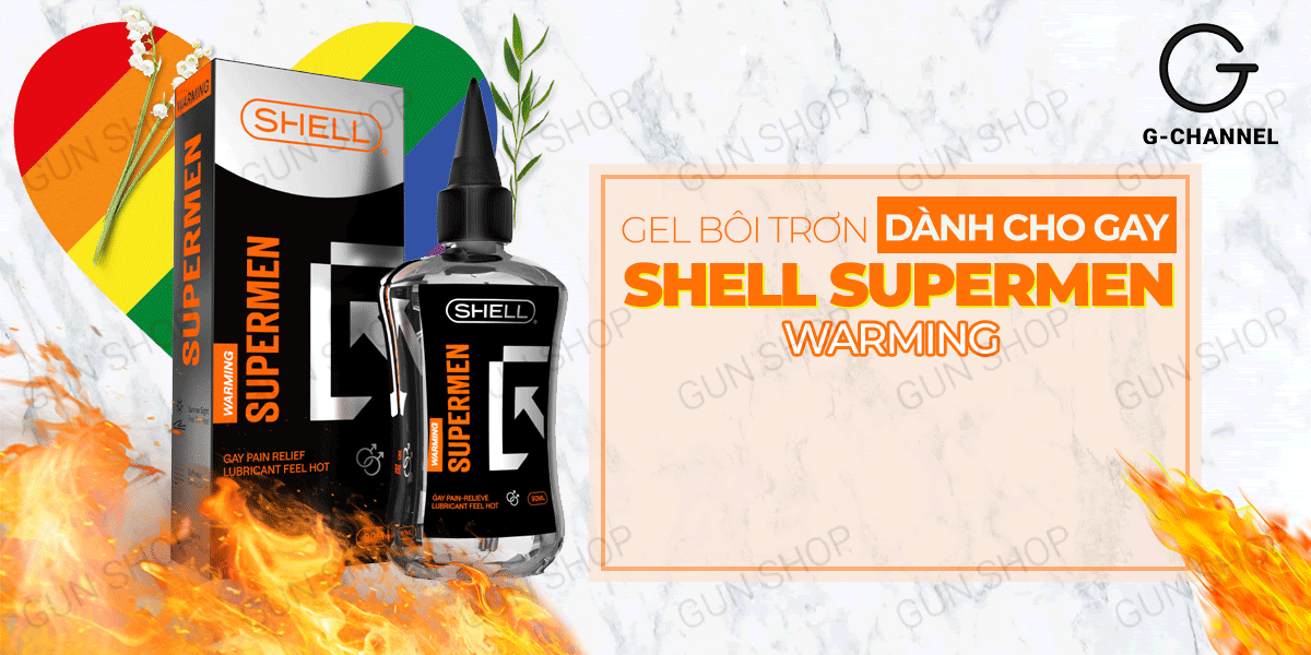 Gel bôi trơn Shell Supermen nóng ấm hậu môn kích thích 90ml