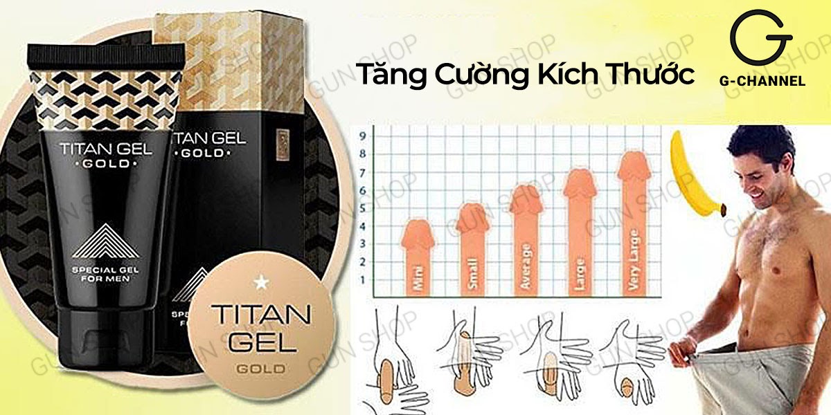 Gel Titan Gold tăng kích thước dương vật - Hỗ trợ quan hệ lâu ra - Chai 50ml