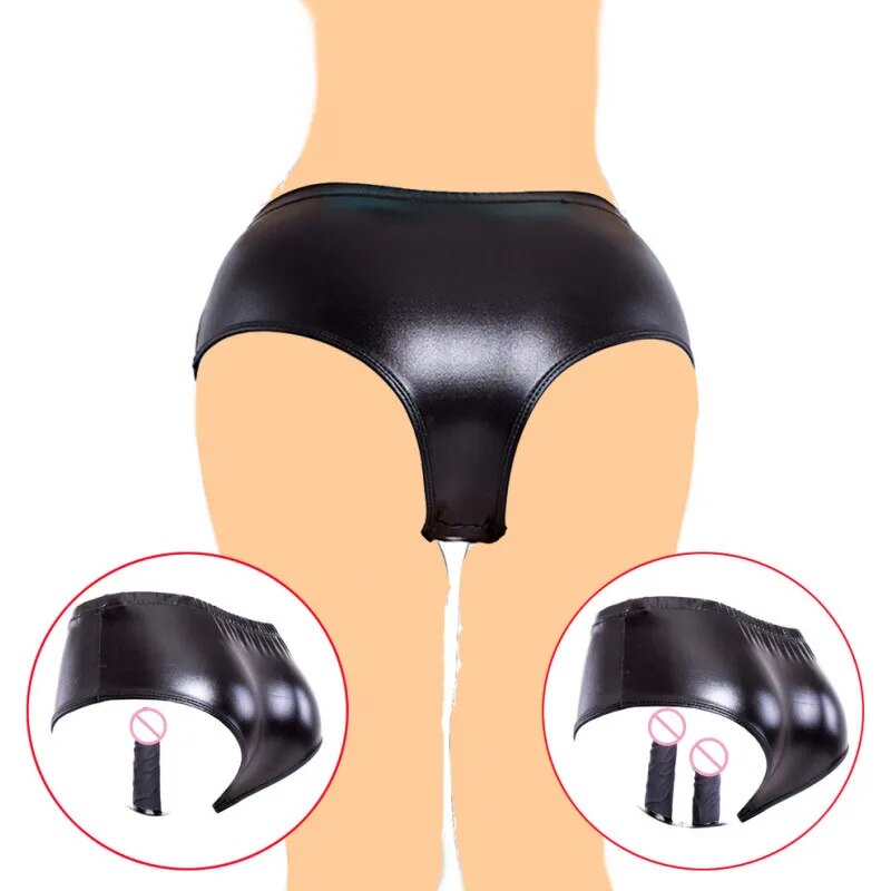 Dương vật giả gắn quần lót da PU cao cấp sextoy les chơi đồ sâu
