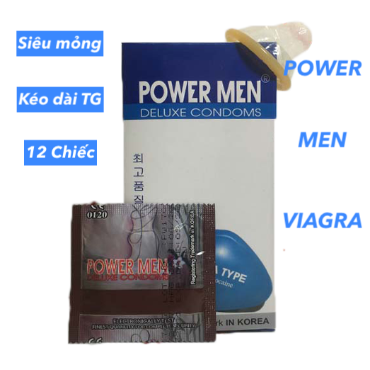 So sánh Bao cao su Powermen Viagra Type siêu mỏng Power Men kéo dài thời gian hàng xách tay
