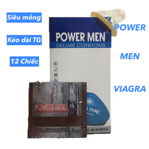 Shop bán Bao cao su Powermen Viagra Type siêu mỏng Power Men kéo dài thời gian cao cấp