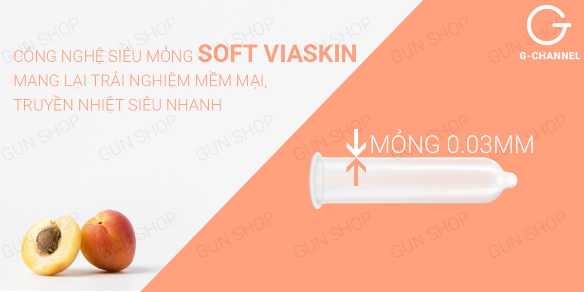 Bao cao su Nakanishi hương đào siêu mỏng 0.03mm hộp 4 cái tiện lợi an toàn