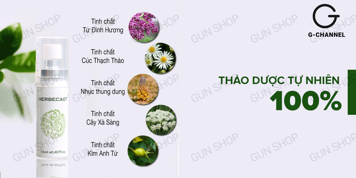 Herbecaot Đài Loan 15ml Chai xịt kéo dài thời gian nam