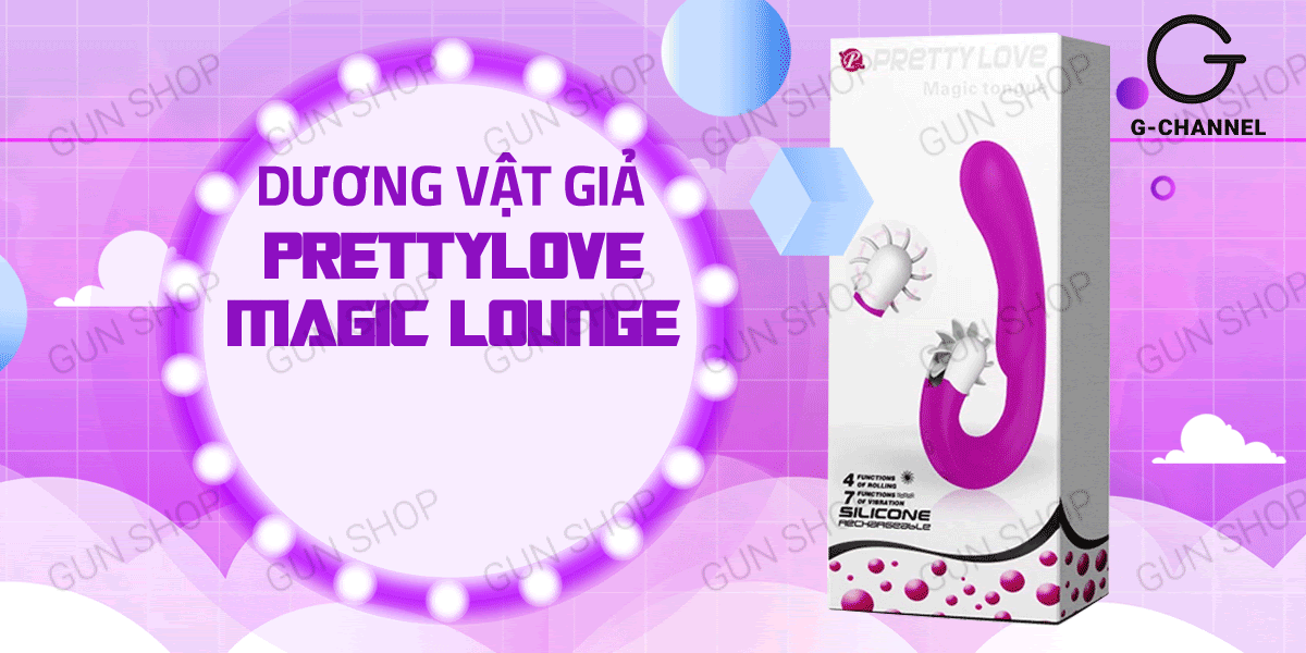 Kho sỉ Dương vật giả kết hợp lưỡi rung siêu mạnh sạc điện - Pretty Love Magic Lounge hàng xách tay